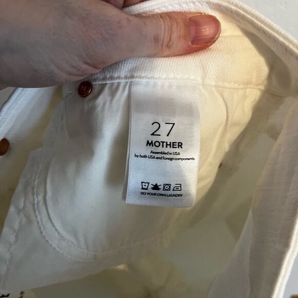 Mother Pixie Ankle Fray Skinny High Rise Jeans Fairest of Them All White Size 27 - Picture 9 of 10